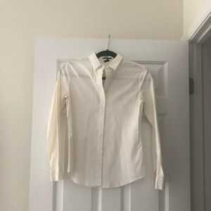 Theory white long sleeve button down dress shirt
